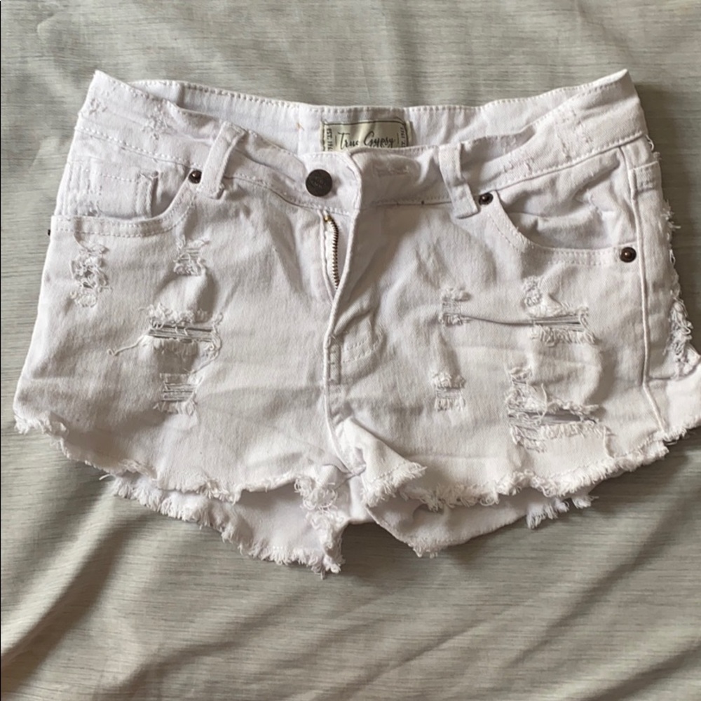 White True Gypsy Jean Shorts.